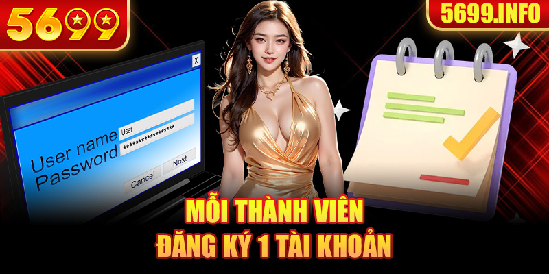 Mỗi thành viên đăng ký 1 tài khoản